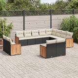  12-dijelni set vrtnih sofa od poliratana s jastucima crni | shoptok.hr