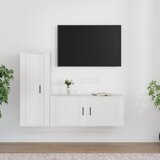 vidaXL Komplet TV omaric 2-delni visok sijaj bel inženirski les | Shoptok.si
