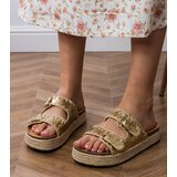 D/CEO Golden glitter espadrille sandals with buckles Induri | Shoptok.si