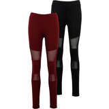Urban Classics Women's fishnet leggings 2 pcs black+burgundy | ePonuda.com