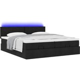  Otomanski okvir kreveta s madracima crni 180x200cm od tkanine | shoptok.hr