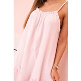 Kesi Włoski Women's muslin dress with straps and frill powder pink | shoptok.hr