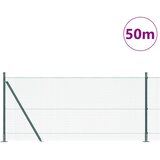 vidaXL Varjena žična ograja s 13 flanšnimi stebri Zelena 1x50 m Jeklo | Shoptok.si