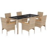  The Living Store Vrtna jedilna garnitura 7-delna z blazinami bež poli ratan - Vrtna Jedilna Garnitura, (21451400) | Shoptok.si