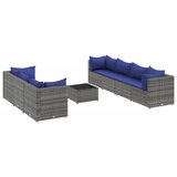 vidaXL Vrtna sedežna garnitura 8-delna z blazinami siva poli ratan, (21316634) | Shoptok.si