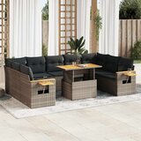 vidaXL 10-dijelni set vrtnih sofa poliratan i bagrem s jastucima sivi Cijene