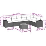  8-dijelni set vrtnih sofa od poliratana s jastucima sivi | shoptok.hr