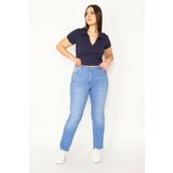 Şans Women's Plus Size Blue Wash Effect Jeans Cene