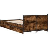 vidaXL Posteljni okvir s predali dimljen hrast 75x190 cm inž. les, (21128592) | Shoptok.si
