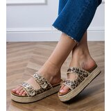 Gemre Leopard print glitter espadrille slides with buckles Induri | Shoptok.si