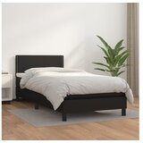  Box spring postelja z vzmetnico črn 100x200 cm umetno usnje | Shoptok.si