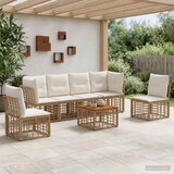 Set vanjskih sofa 7 pcs Prirodna i krema bijela Poliester | shoptok.hr