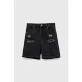 Birba&Trybeyond Otroške kratke hlače iz jeansa črna barva
