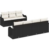 vidaXL set od 8 komada vrtnog namještaja s jastučićima Crni Poli Ratan, 2-sjedalna vrtna sofa s prostorom za odlaganje i jastučićima Crni Poli Ratan Cijene