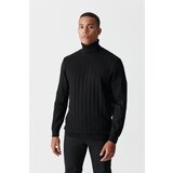 Avva Men's Black Turtleneck Jacquard Sweater cene