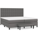  s oprugama i madracem sivi 200x200 cm od umjetne kože | shoptok.hr