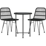  3-dijelni vrtni blagovaonski set od poliratana crni Crna | Shoptok.si