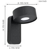 Eglo Palosco spoljna zidna lampa/1, led, 6w, ip44, pocinčani čelik/crna | Eponuda.com