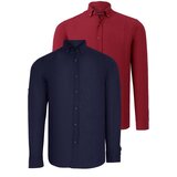 Dewberry DOUBLE SET G721 MEN'S SHIRT-BURGUNDY-NAVY | Shoptok.si