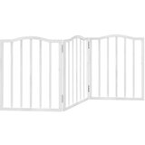 vidaXL Vrata za pse zložljiva 3 paneli bela 150 cm topolovina | Shoptok.si