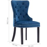 vidaXL Jedilni stoli 2 kosa moder žamet | Shoptok.si