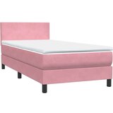 Box spring postelja z vzmetnico roza 80x220 cm žamet, (21791026) | Shoptok.si