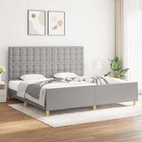  Posteljni okvir z vzglavjem svetlo siv 200x200 cm blago, (20903262) Cene