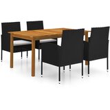  5-dijelni vrtni blagovaonski set crni Cijene