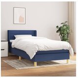 vidaXL Box spring postelja z vzmetnico modra 90x200 cm blago Cene