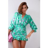 Fasardi Fitted green draped flower dress | shoptok.hr