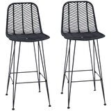  Barski stol 2 pcs Črna 44,5 x 53 x 111 cm Ratan in železo, (5000092565) | Shoptok.si