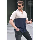 Madmext Men's Navy Blue Short Sleeve Shirt 6707