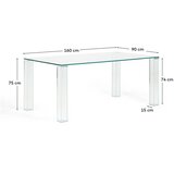 Kave Home Stakleni blagovaonski stol 90x160 cm Adularia – | shoptok.hr