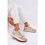 Boto Ladies Sports Shoes With Mesh On Platform Beige Poova | shoptok.hr