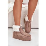 PG2 Women's Snow Boots On Platform With Fur And Zipper Dark Beige Filiala Cene