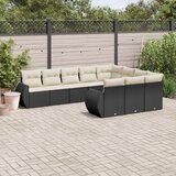  10-dijelni set vrtnih sofa s jastucima crni od poliratana | shoptok.hr