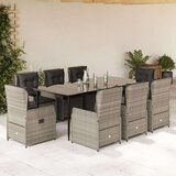 9-dijelni vrtni blagovaonski set od poliratana s jastucima sivi | shoptok.hr