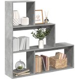 Pregrada regal za knjige 3 razine sivi 123x29x123 cm drveni | shoptok.hr