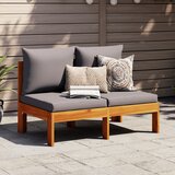 Maison Chic Vrtni kavč - Zunanji kavč brez naslonov z blazinami dvosed trden akacijev les, (22042072) | Shoptok.si