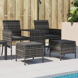 Maison Chic Vrtni kavč - Zunanji kavč dvosed z mizico in stolčki siv poli ratan, (22041938) | Shoptok.si