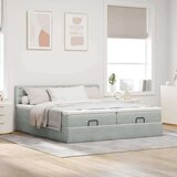 vidaXL Otomanski posteljni okvir z vzmetnicami siv 160x200 cm žamet | Shoptok.si