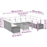  10 dijelni set kauča za vrt s jastučićima crni poliratan | shoptok.hr