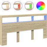 Maison Chic Posteljno vzglavje - Vzglavna omarica - Nočna omarica LED sonoma hrast 200x17x102 cm, (21705765) u