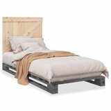  Okvir za krevet s uzglavljem sivi 90x200 cm masivna borovina | Eponuda.com