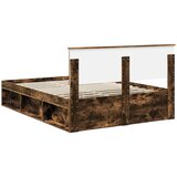 Krevetna konstrukcija s uzglavljem Dimljeni hrast 160 x 200 cm | shoptok.hr