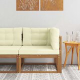  Vanjska kutna sofa Čvrsto drvo akacije Prirodna - Prirodna boja i krem kutna sofa | shoptok.hr