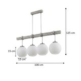 Brilagi Luster na sajli WOOD GLASS 4xE27/60W/230V borovina/siva/bela | Eponuda.com