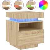  Noćni ormarić s LED svjetlima boja hrasta sonome 40x39x48,5 cm | shoptok.hr