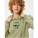 Koton Oversize Hooded Sweatshirt with Panda Embroidery Kangaroo Pocket cene