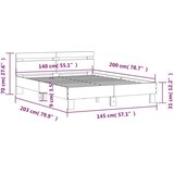  Okvir za krevet s uzglavljem boja hrasta 140x200 cm drveni | shoptok.hr
